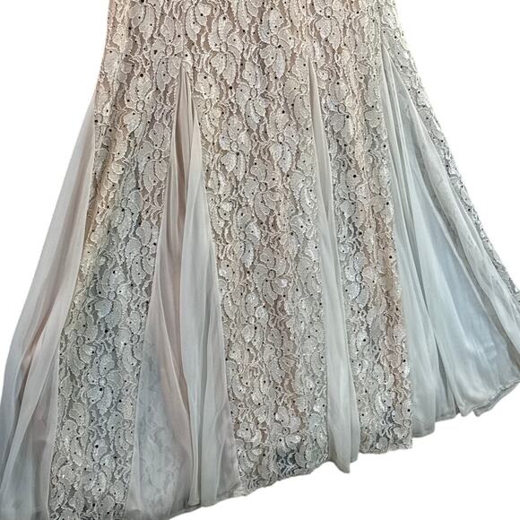 Jump Apparel Vintage Lace Halter Beaded Lattice Back Mermaid Prom Dress 3/4 - Picture 3 of 9